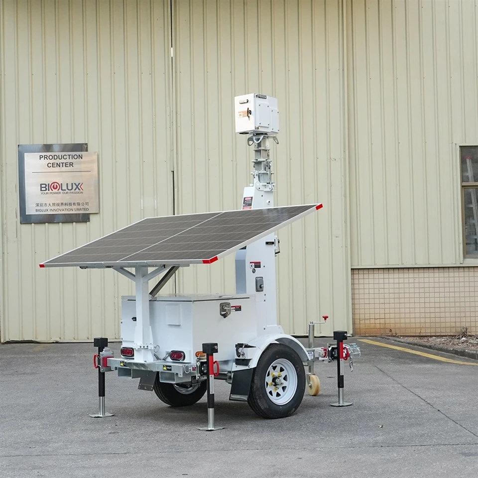 Ecomomic AI Mobile CCTV Trailer With 7 Meter Mast Connected Starlink