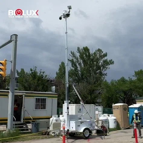 BIGLUX Mobile CCTV Tower Solar Power Trailer for Outdoor Mobile Solar Security