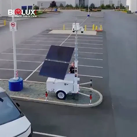 BIGLUX Solar Power Trailer for Sale Industrial Night Vision Mobile CCTV Tower