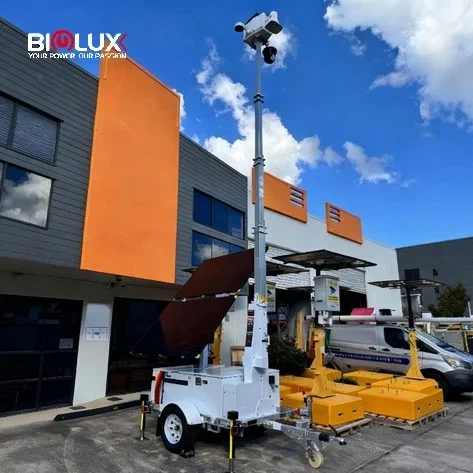 BIGLUX Portable Security Camera Towers Solar Surveillance Tower 24/7 Remote Monitoring