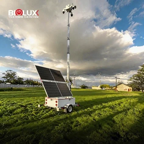 BIGLUX Solar Security Trailer Mobile Solar CCTV Tower for Municipal Public Area Security