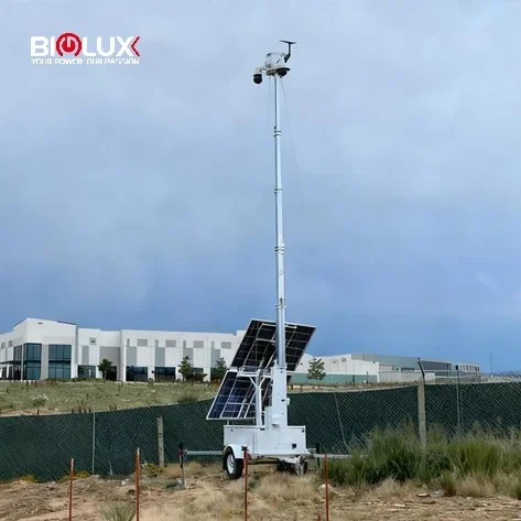 BIGLUX Portable Security Camera Towers Solar Power Trailer for Off-Grid Security