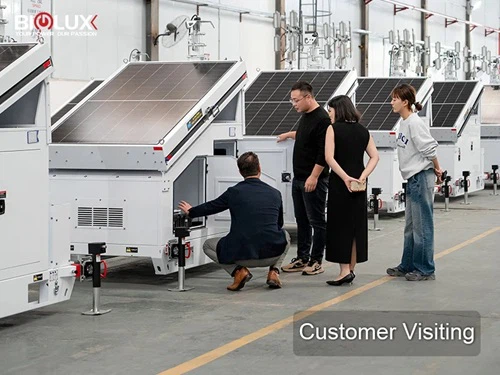 biglux supplier visiting and quality inspection for solar cctv trailer components