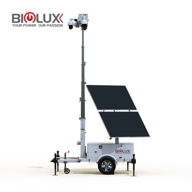 Mobile Solar Surveillance Tower With 4G Camera Trailer-Mounted, Off-Grid Security