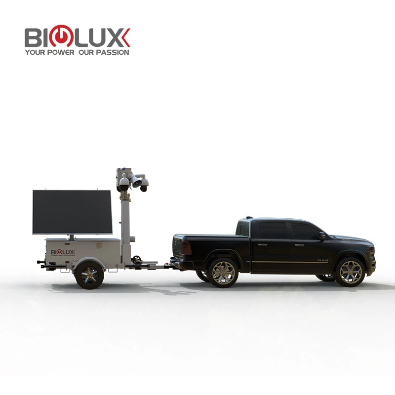Mobile Solar Surveillance Tower With 4G Camera Trailer-Mounted, Off-Grid Security