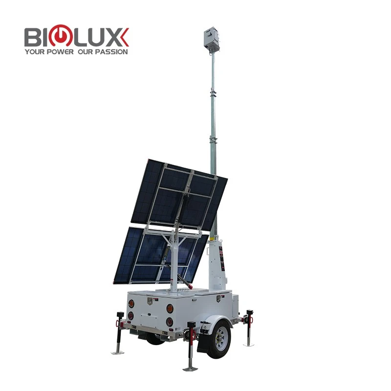 Off-Grid Mobile Solar Camera Trailer For Construction Site Security
